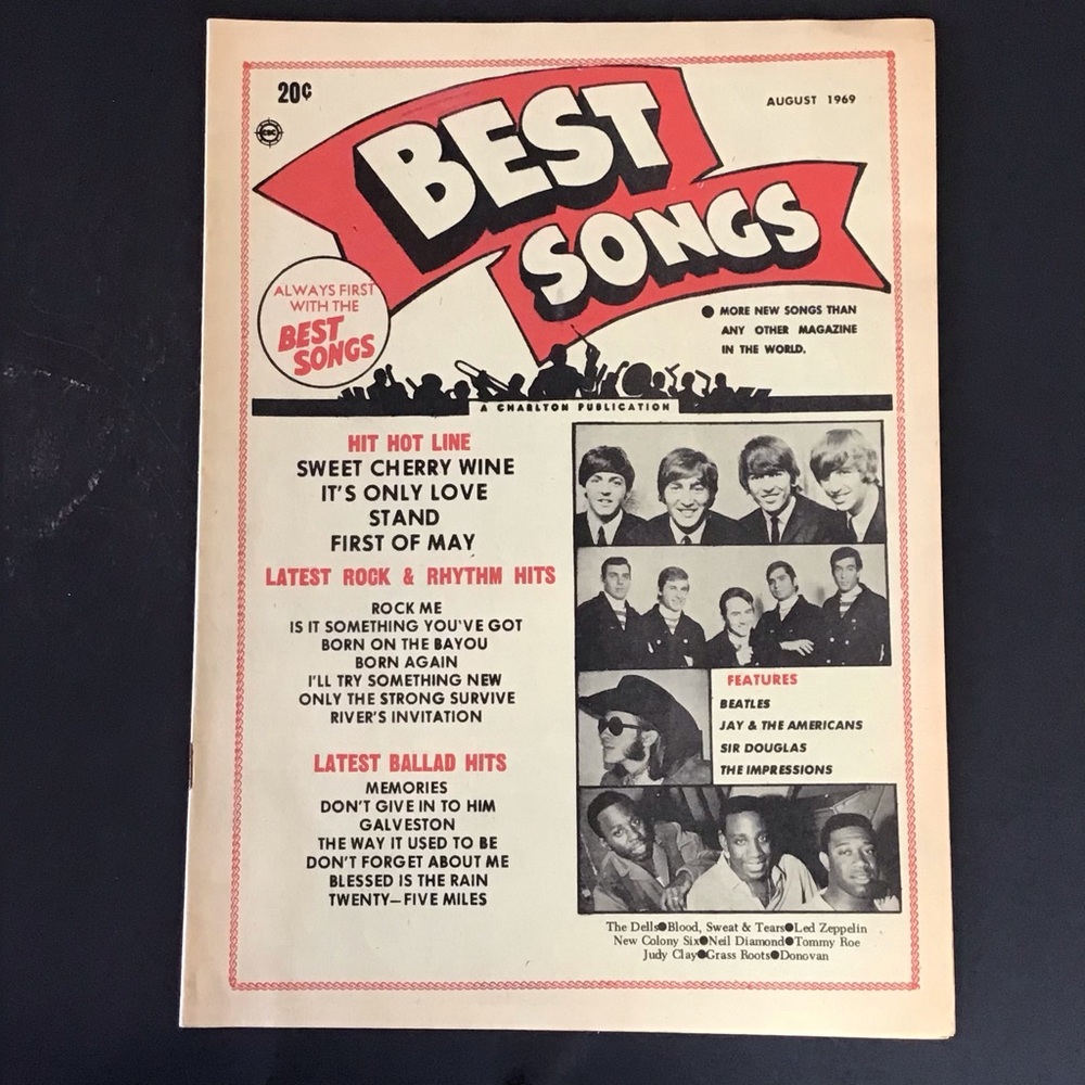 Vintage 'Best Songs' Music Lyrics Magazine August 1969